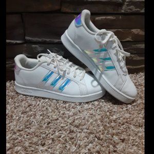 Adidas Grand Court Hologram Sneakers, Big Girls 3.5M